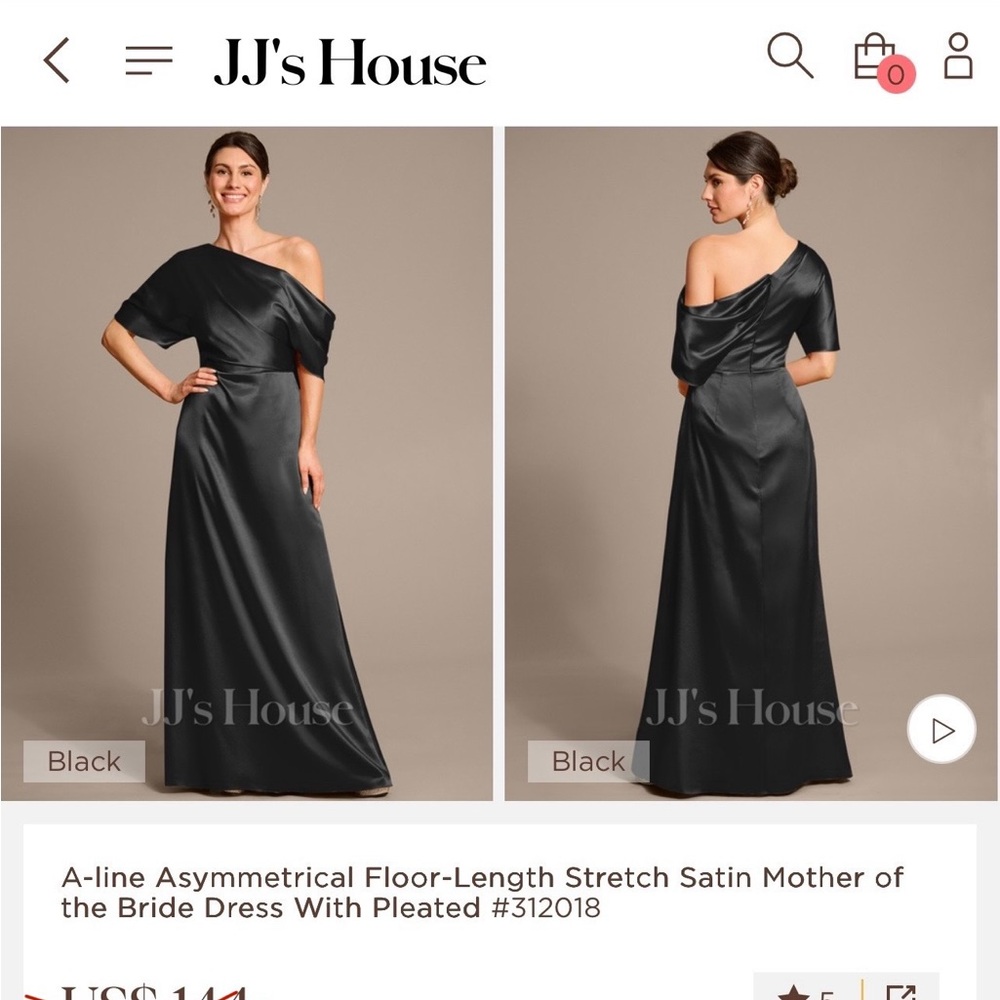 *DEEP BROWN* Asymmetrical Satin Gown SIZE OPTION: US 8 ($100) SIZE US 10 ($70)